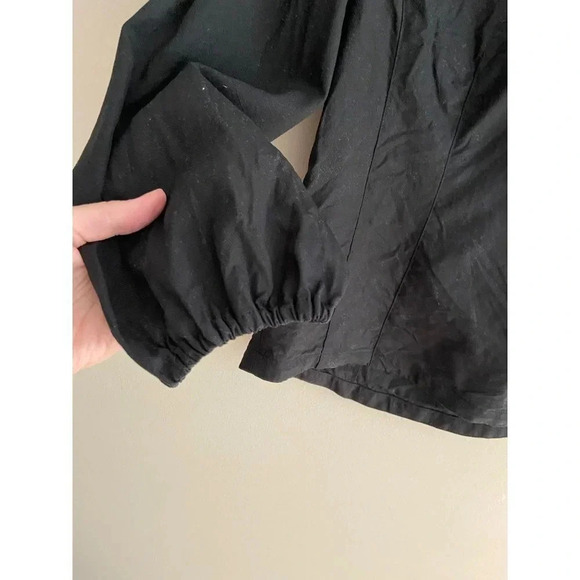 Anthro Maeve Becca Linen Blend Square Neck Puff Sleeve Black Blouse Size 2 - Picture 7 of 11
